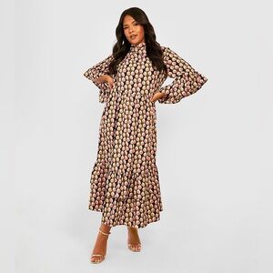 Tie neck tulip dress